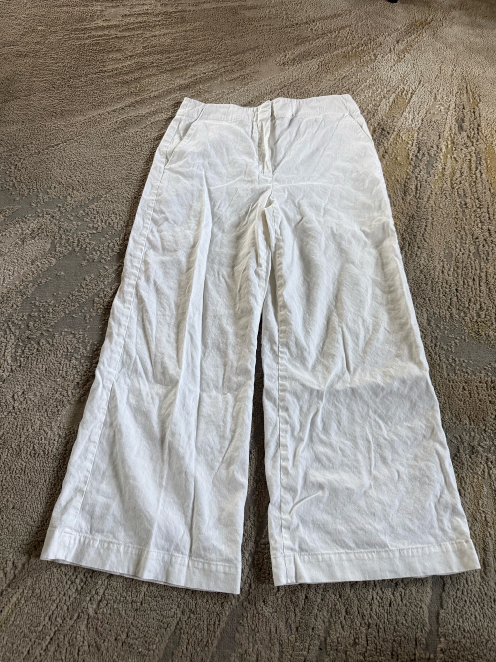 Theory White wide leg crop linen Lyocell Pants preppy minimalist mid rise  0
